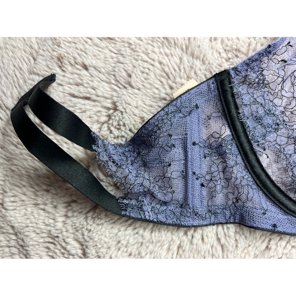 Victoria's Secret Very Sexy Purple Lace Sheer Underwire High Neck Bra Size 38C - Picture 10 of 13